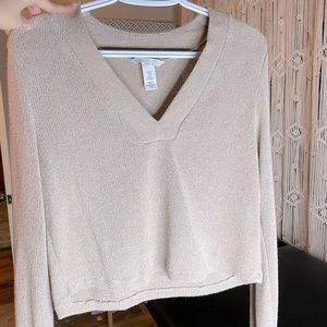 h&m sweater top long sleeve tan dressy cozy comfy dressy simple cute fancy thin